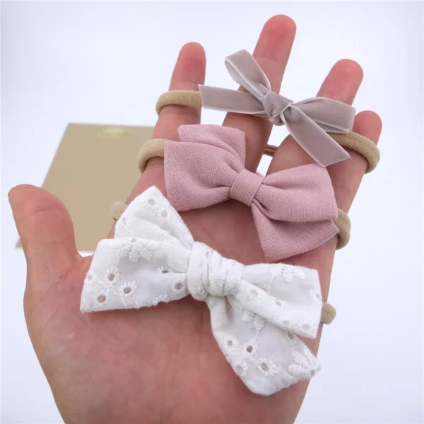 Bow Headbands for Newborn Toddler Baby Girls Nylon Headband Infant Kids Soft Hairbands Hair Bow Accessories – Image 4