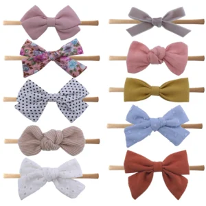 Bow Headbands for Newborn Toddler Baby Girls Nylon Headband Infant Kids Soft Hairbands Hair Bow Accessories