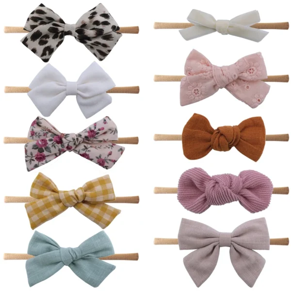 Bow Headbands for Newborn Toddler Baby Girls Nylon Headband Infant Kids Soft Hairbands Hair Bow Accessories – Image 6