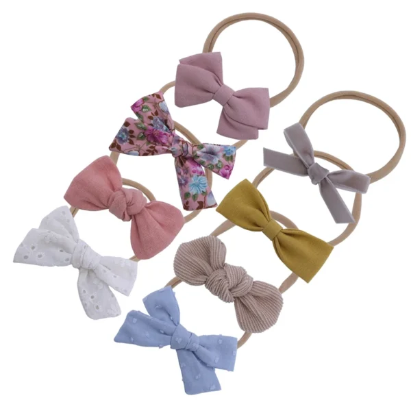 Bow Headbands for Newborn Toddler Baby Girls Nylon Headband Infant Kids Soft Hairbands Hair Bow Accessories – Image 5